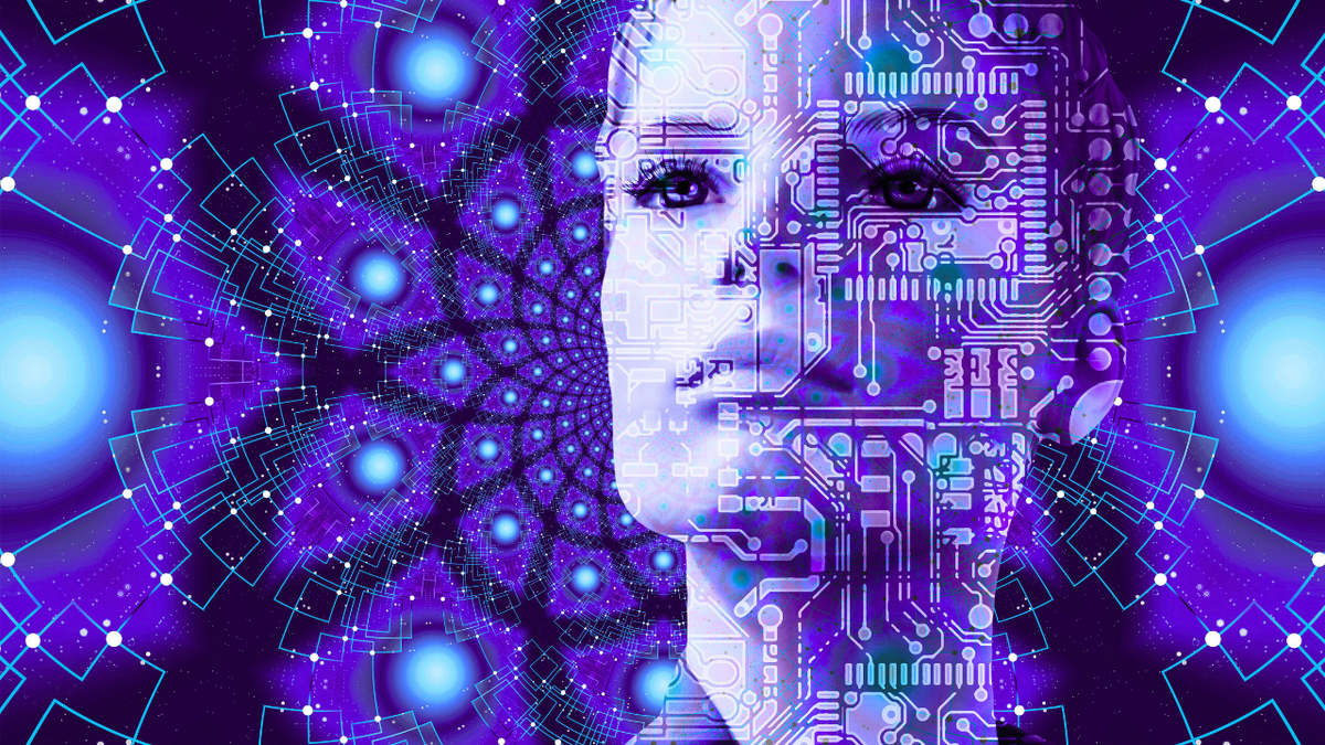 AI in B2B marketing illustrated through artificial intelligence and interconnected digital networks.